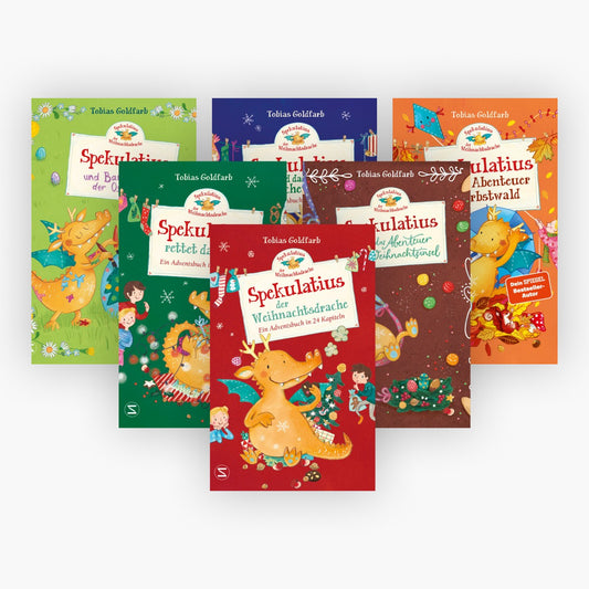 Spekulatius, der Weihnachtsdrache in 6 Bänden + 1 exklusives Postkartenset