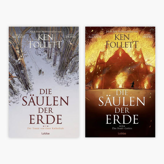 Die Säulen der Erde als Graphic Novel Band 1+2 plus 1 exklusives Postkartenset
