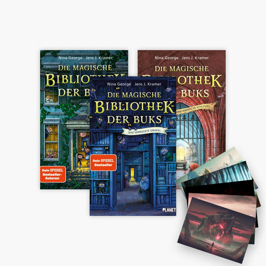 Die magische Bibliothek der Buks Band 1-3 plus 1 exklusives Postkartenset