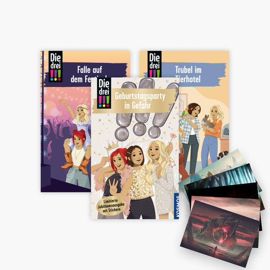 Die drei !!! - Spannende Detektivabenteuer Band 117-119 + 1 exklusives Postkartenset
