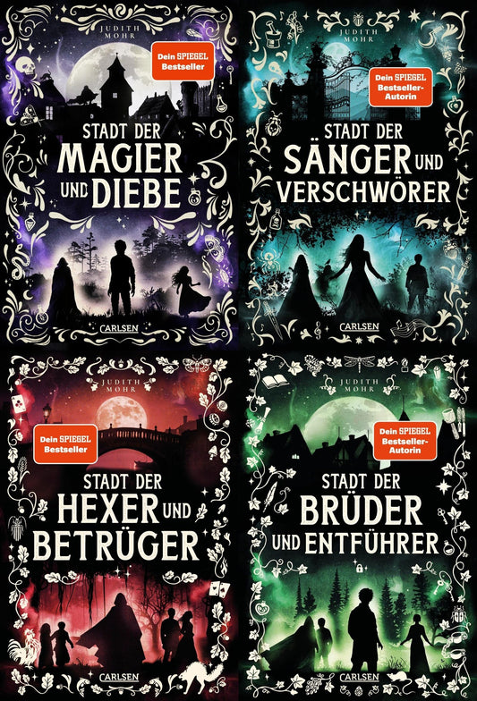 Die Stadt der Magier-Reihe Band 1-4 plus 1 exklusives Postkartenset