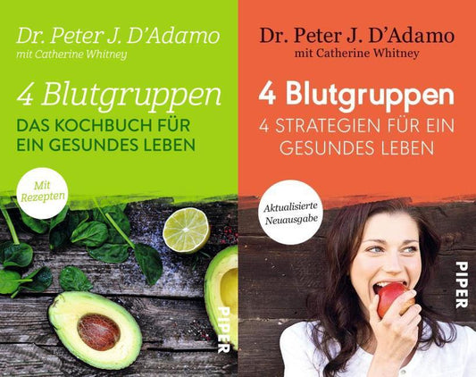 4 Blutgruppen: Das Kochbuch + 4 Strategien im Set + 1 exklusives Postkartenset
