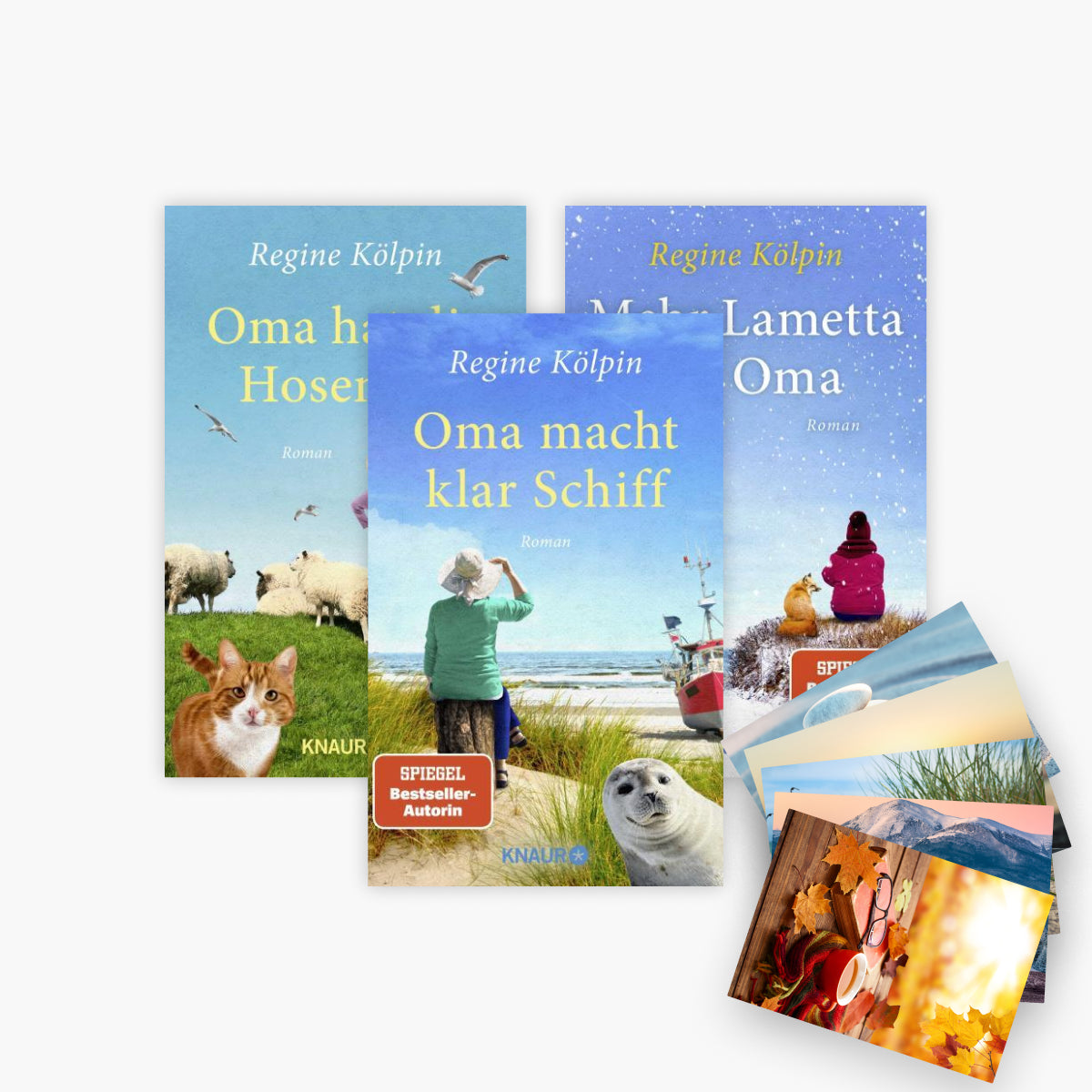 Oma macht klar Schiff + Oma hat die Hosen an + Mehr Lametta für Oma + 1 exklusives Postkartenset