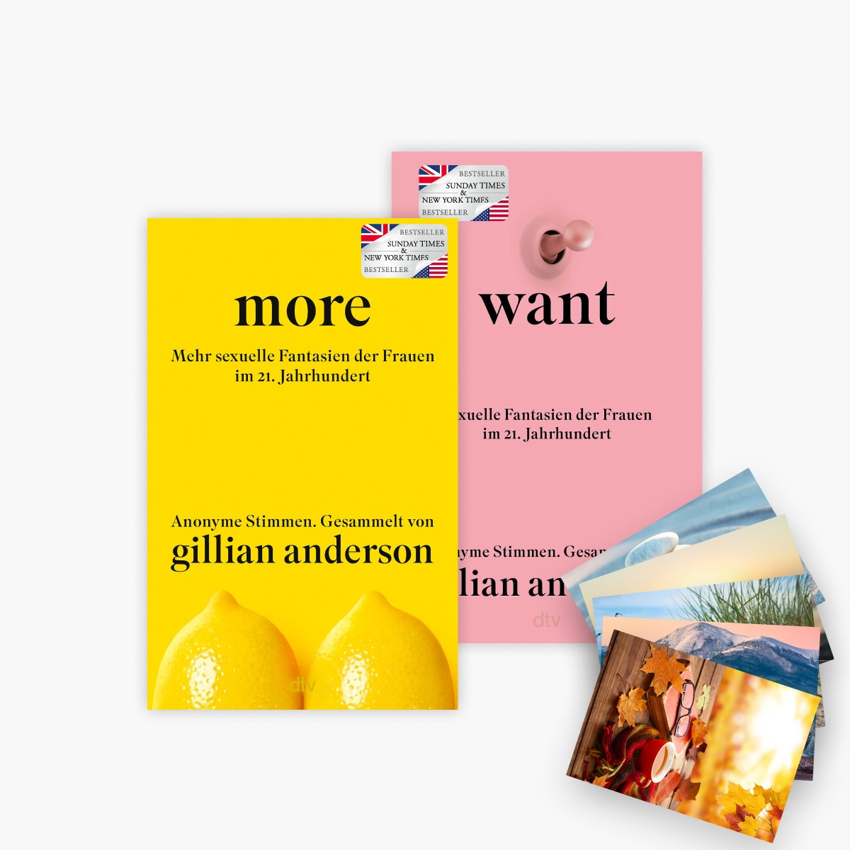 WANT & MORE Set – Offene Geständnisse weiblicher Lust von Gillian Anderson plus 1 exklusives Postkartenset
