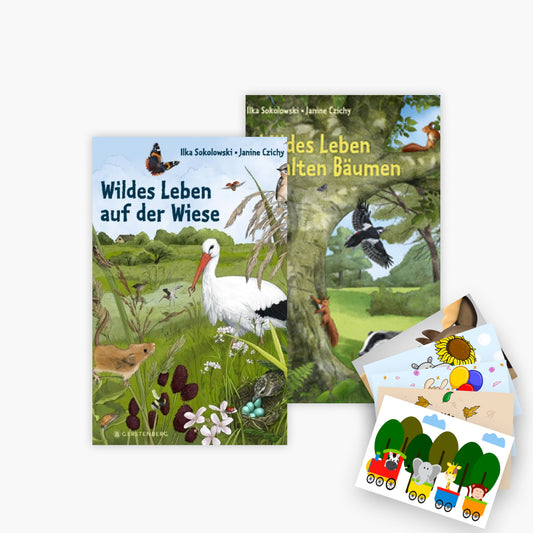 Wildes Leben auf der Wiese + Wildes Leben in alten Bäumen plus 1 exklusives Postkartenset