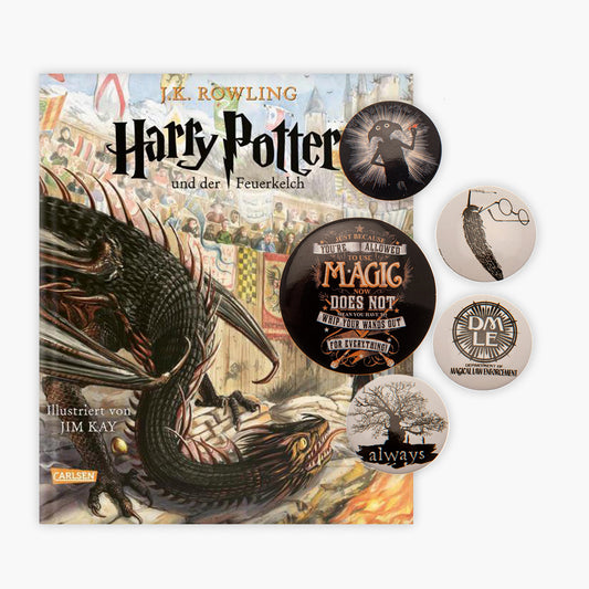 SCHMUCKAUSGABE: Harry Potter und der Feuerkelch - Band 4 (vierfarbig illustrierte Schmuckausgabe) + 1. Original Harry Potter Button