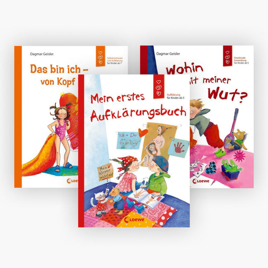 Mein Körper gehört mir / Ich und meine Gefühle / Mein erstes Aufklärungsbuch / Das bin ich von - Kopf bis Fuß / Wohin mit meiner Wut + 1 exklusives Postkartenset