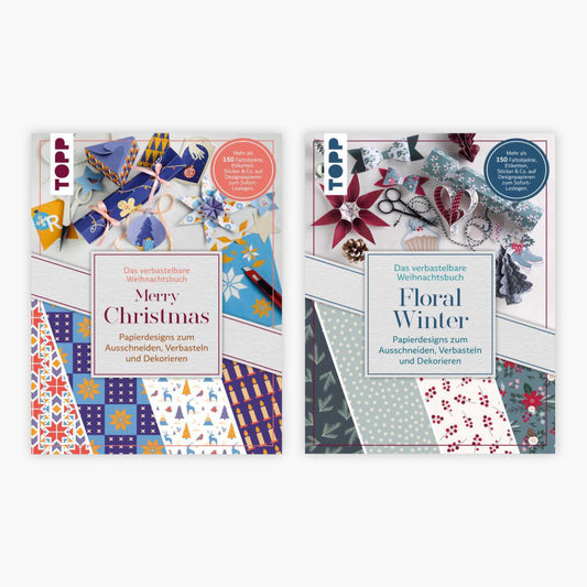 2 verbastelbare Weihnachtsbücher im Set + 1 exklusives Postkartenset