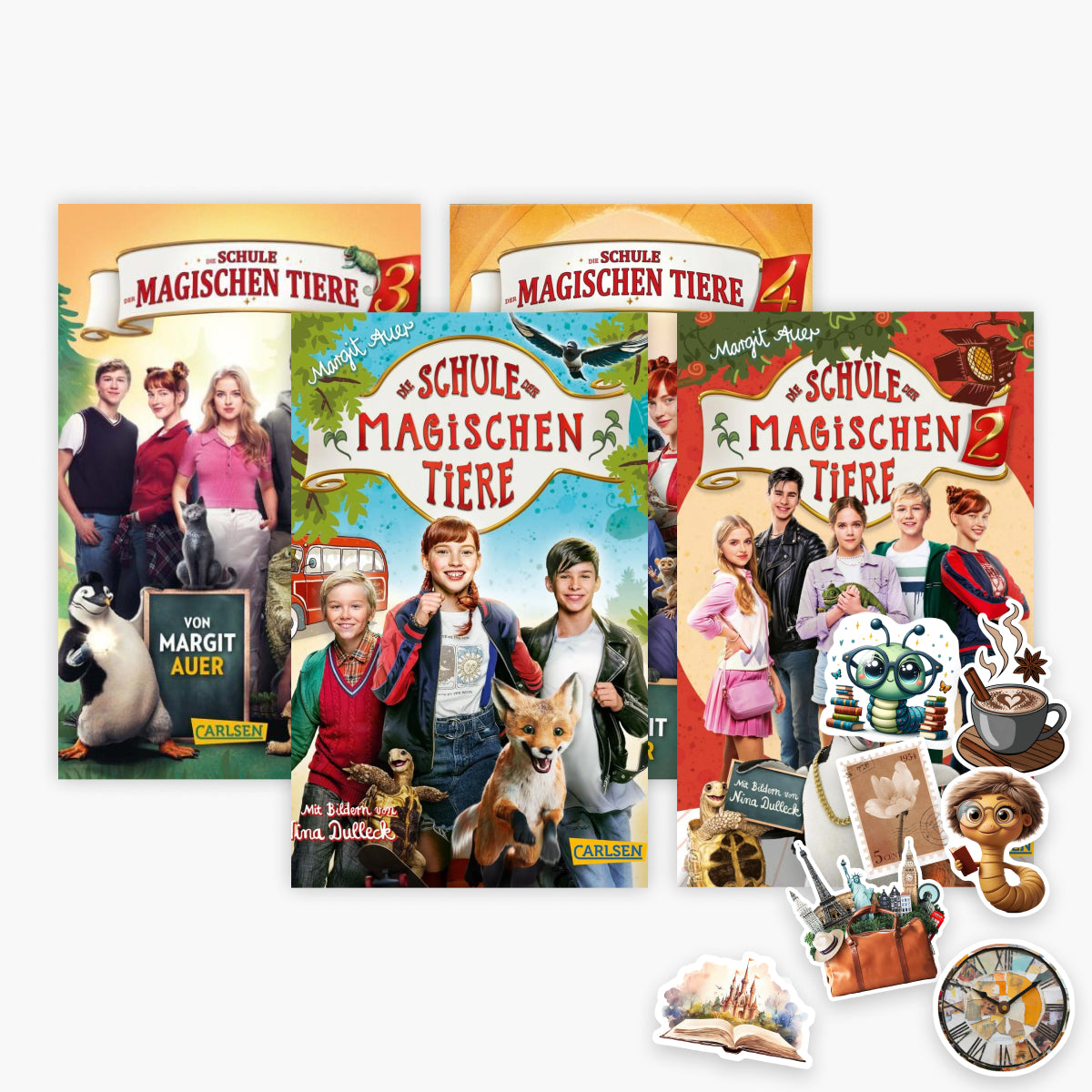 Die Schule der magischen Tiere - Filmbücher Band 1-4 plus 1 exklusives Postkartenset