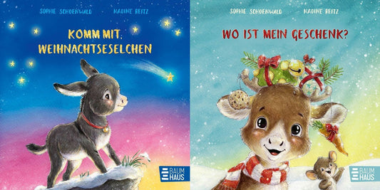 Das Weihnachts-Bilderbuch-Set für Kleinkinder: Komm mit, Weihnachtseselchen + Wo ist mein Geschenk? + 1 exklusives Postkartenset