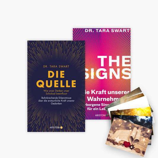 Das Neurowissenschaftliche Buchset von Dr. Tara Swart – Die Quelle + The Signs plus 1 exklusives Postkartenset
