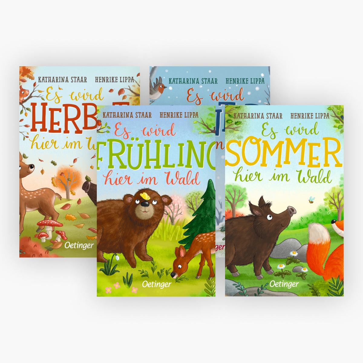 Die Hier-im-Wald-Reihe in 4 Bänden + 1 exklusives Postkartenset