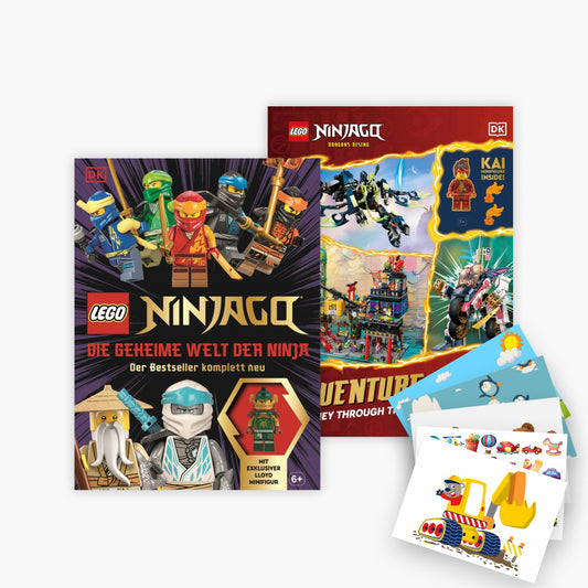 LEGO NINJAGO Buch-Set mit Lloyd & Kai Minifiguren plus 1 exklusives Postkartenset