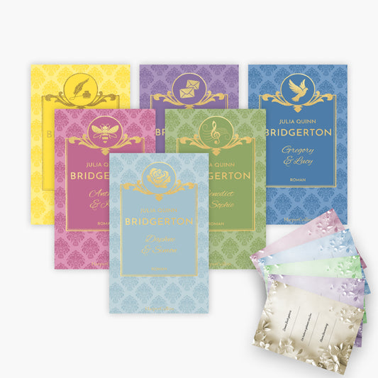 Die Bridgerton-Reihe in Schmuckausgabe in 6 Bänden plus 1 exklusives Postkartenset