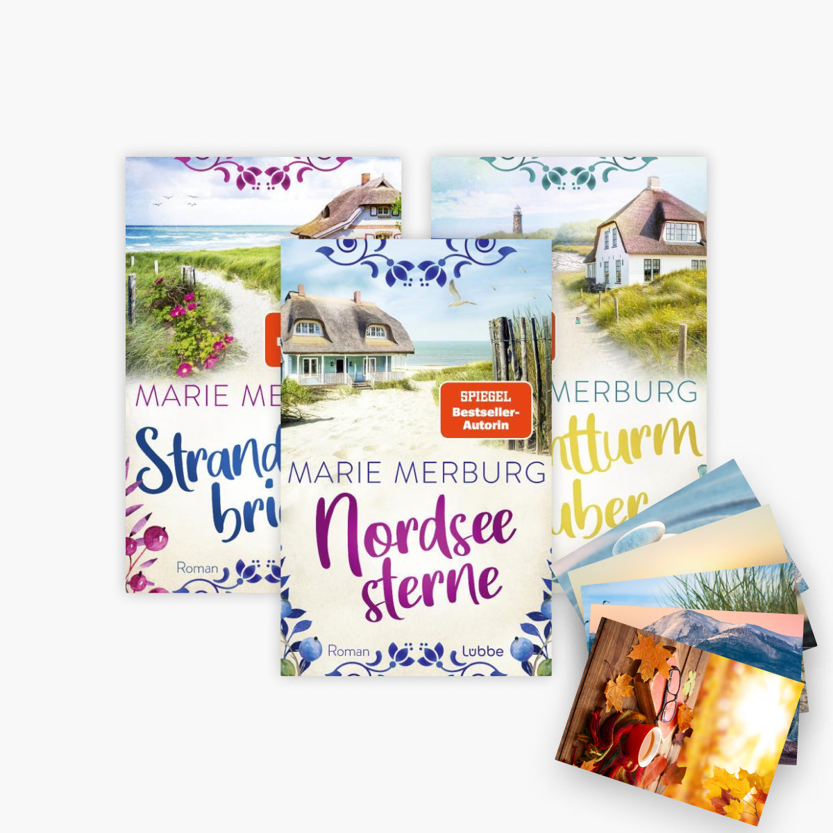 Nordseesterne + Strandkorbbriefe + Leuchtturmzauber + 1 exklusives Postkartenset