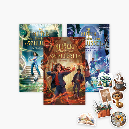 Die Hüter der flüsternden Schlüssel Band 1-3 plus 1 exklusives Stickerset