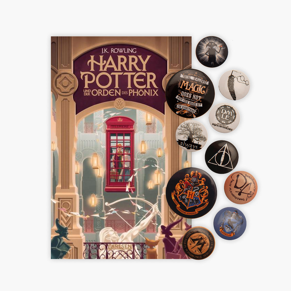 Der Orden des Phönix in der Neuausgabe + 1 original Harry Potter Button
