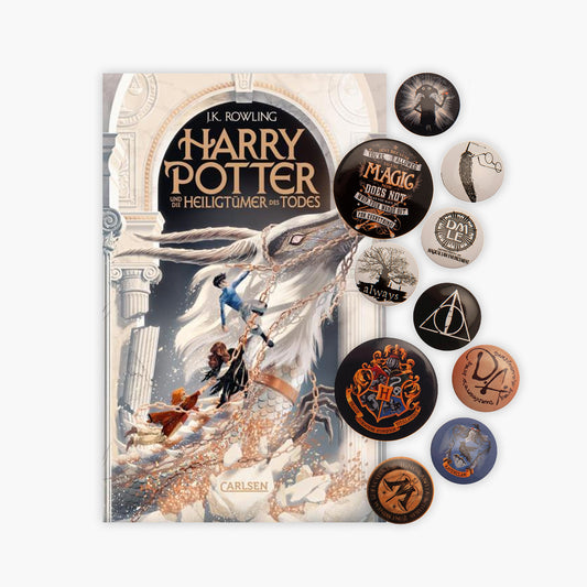 Die Heiligtümer des Todes in der Neuausgabe + 1 original Harry Potter Button