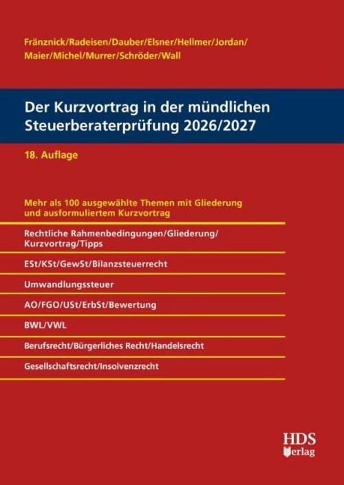 Der Kurzvortrag in der mündlichen Steuerberaterprüfung 2026/2027