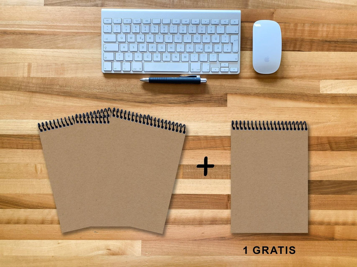 A 5 Notizblock - Set, 3+1 gratis, Luxury 80 Seiten MUSKAT Designerecycling, punktiert 10x10mm