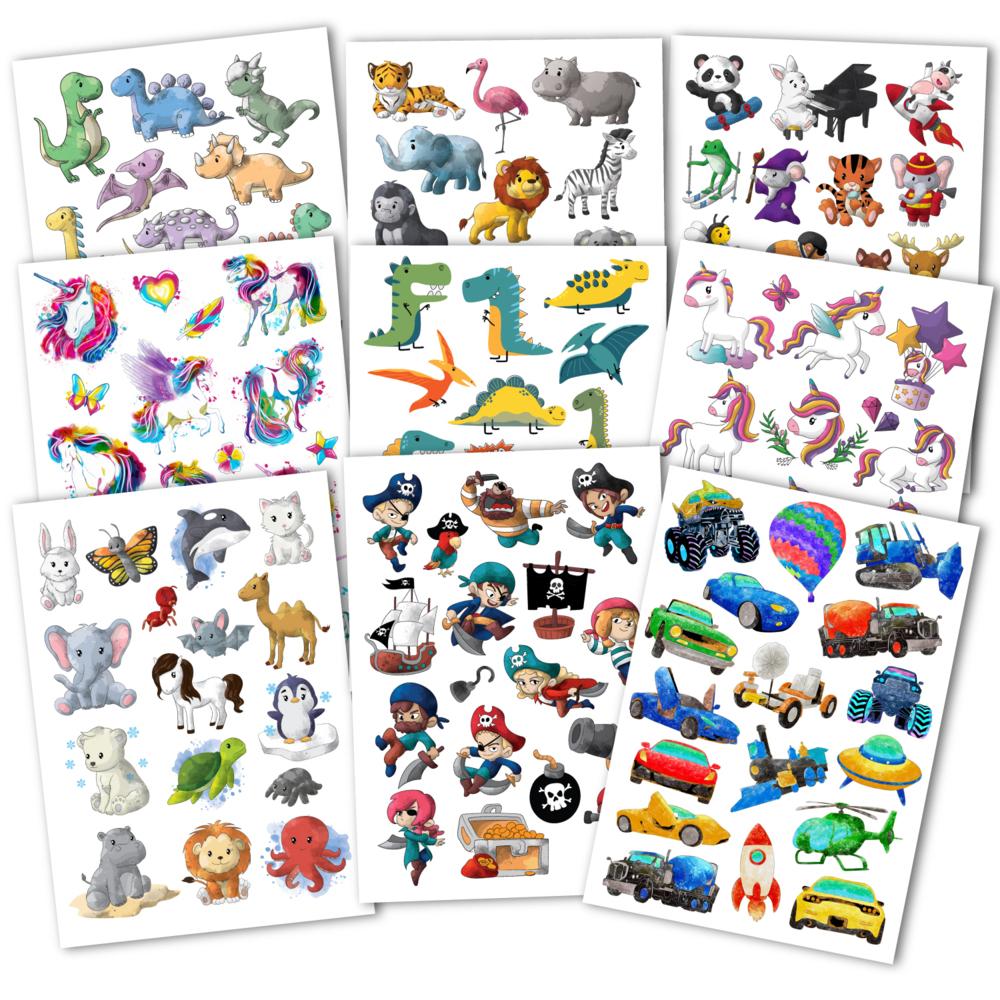 150 hautfreundliche Kindertattoos - Thema: Bunter Mix