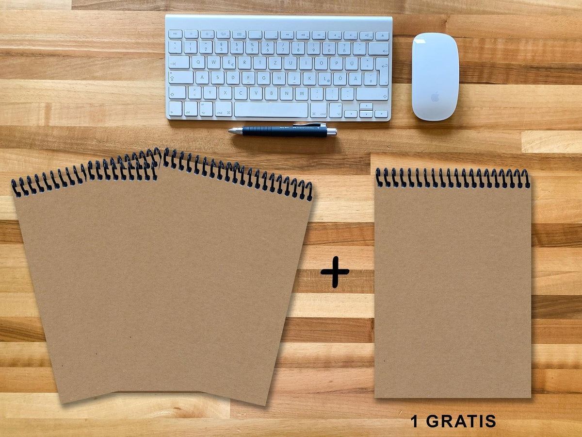 A 4 Notizblock - Set, 3+1 gratis, Luxury 80 Seiten MUSKAT Designerecycling, punktiert 5x5mm