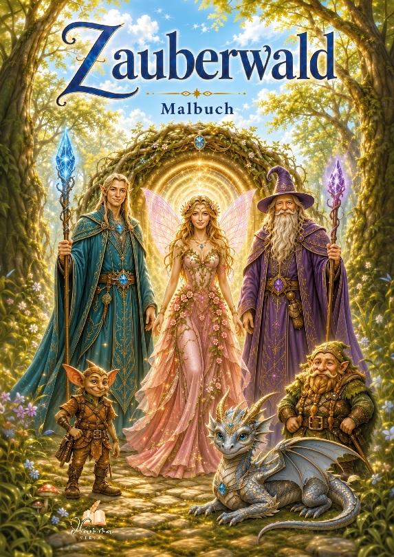 Zauberwald Fantasy Malbuch für Erwachsene und Jugendliche mit 100 magischen Ausmalmotiven