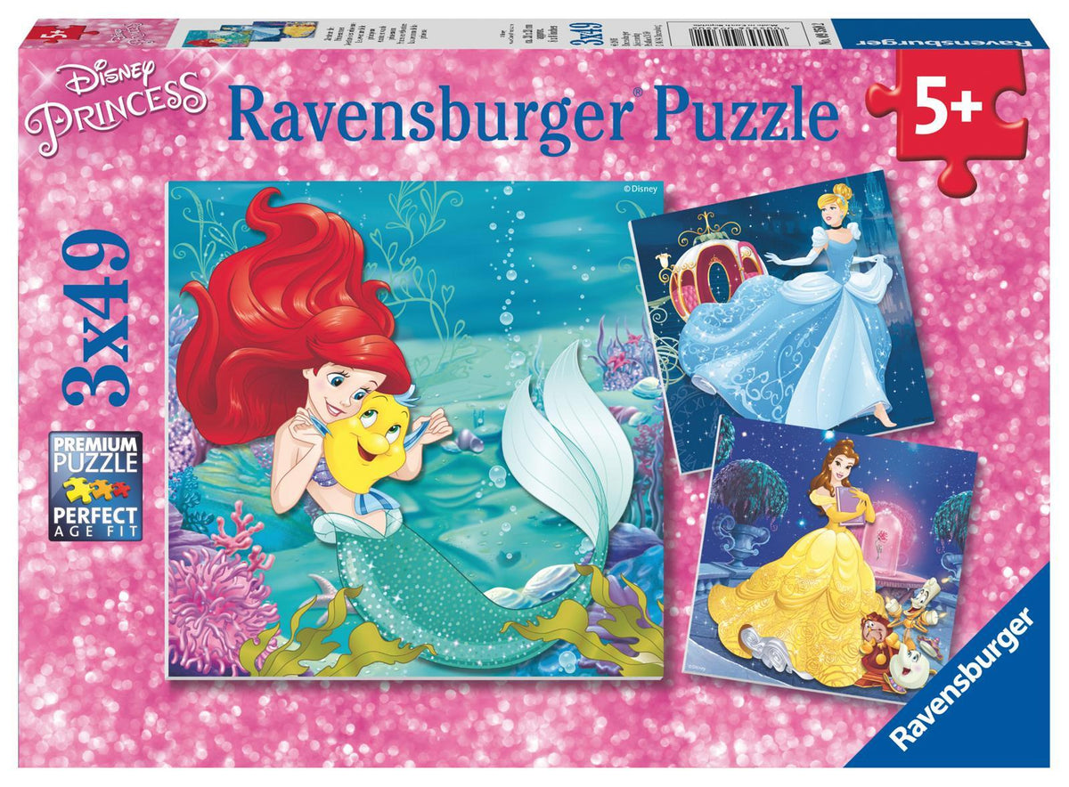 Kinderpuzzle 3x49 Teile - Disney Prinzessinnen - Abenteuer der Prinzessinnen