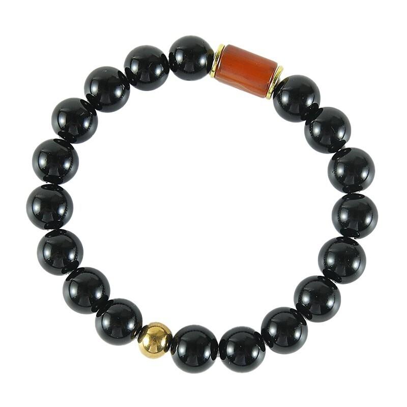 Armband, Naturstein, schwarz DIY, 10mm