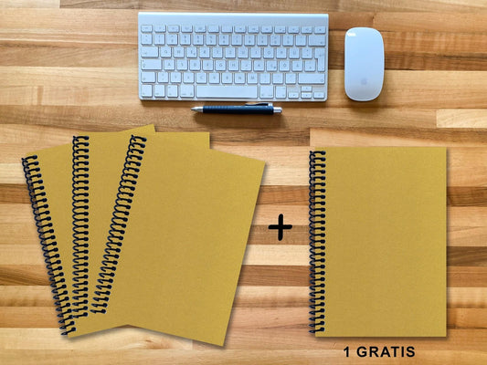 A 4 Notizbuch - Set, 3+1 gratis, Luxury 80 Seiten GOLD GMUND SHIMMER, punktiert 20x20mm