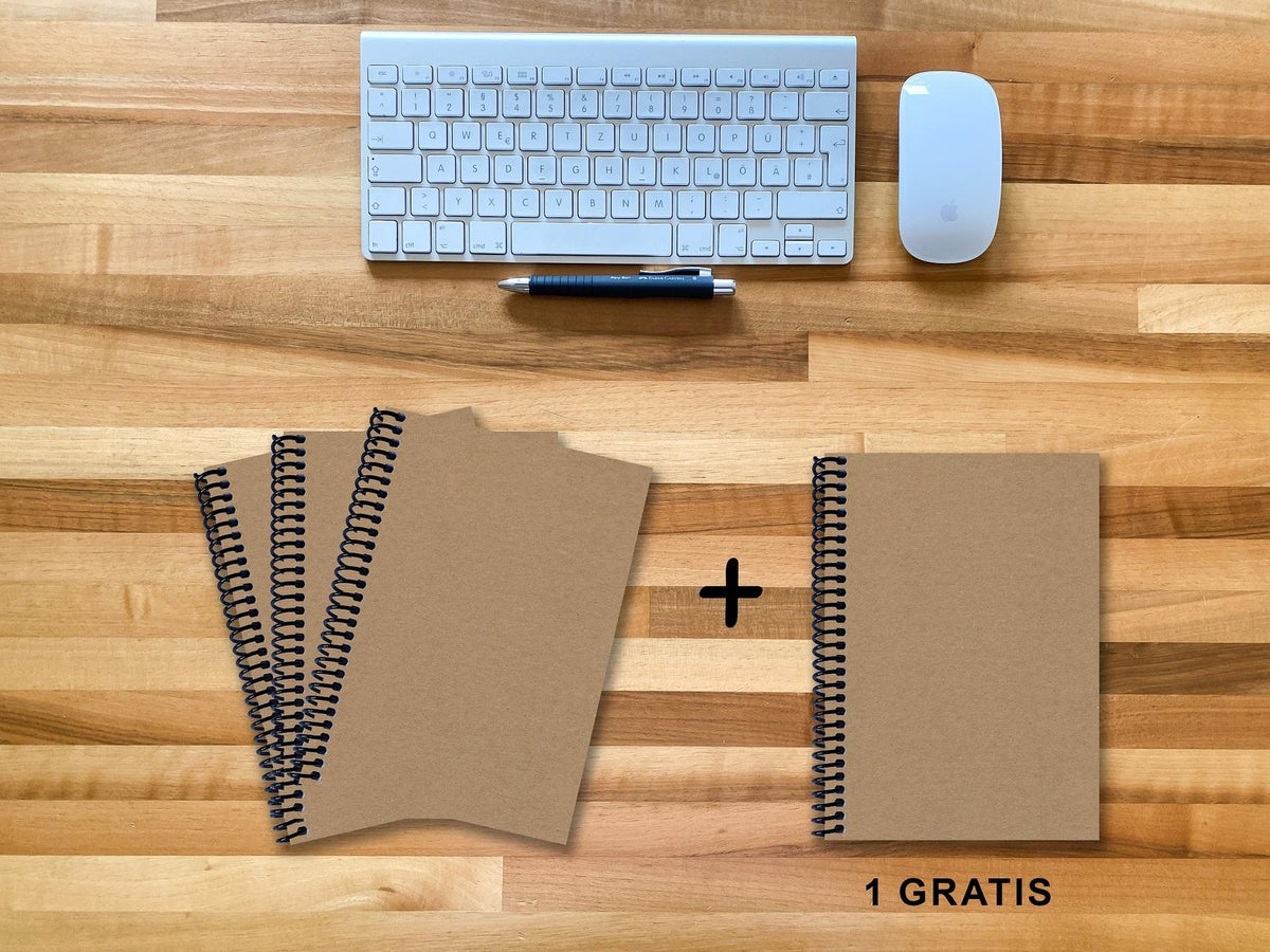 A 5 Notizbuch - Set, 3+1 gratis, Luxury 80 Seiten MUSKAT Designerecycling, blanko