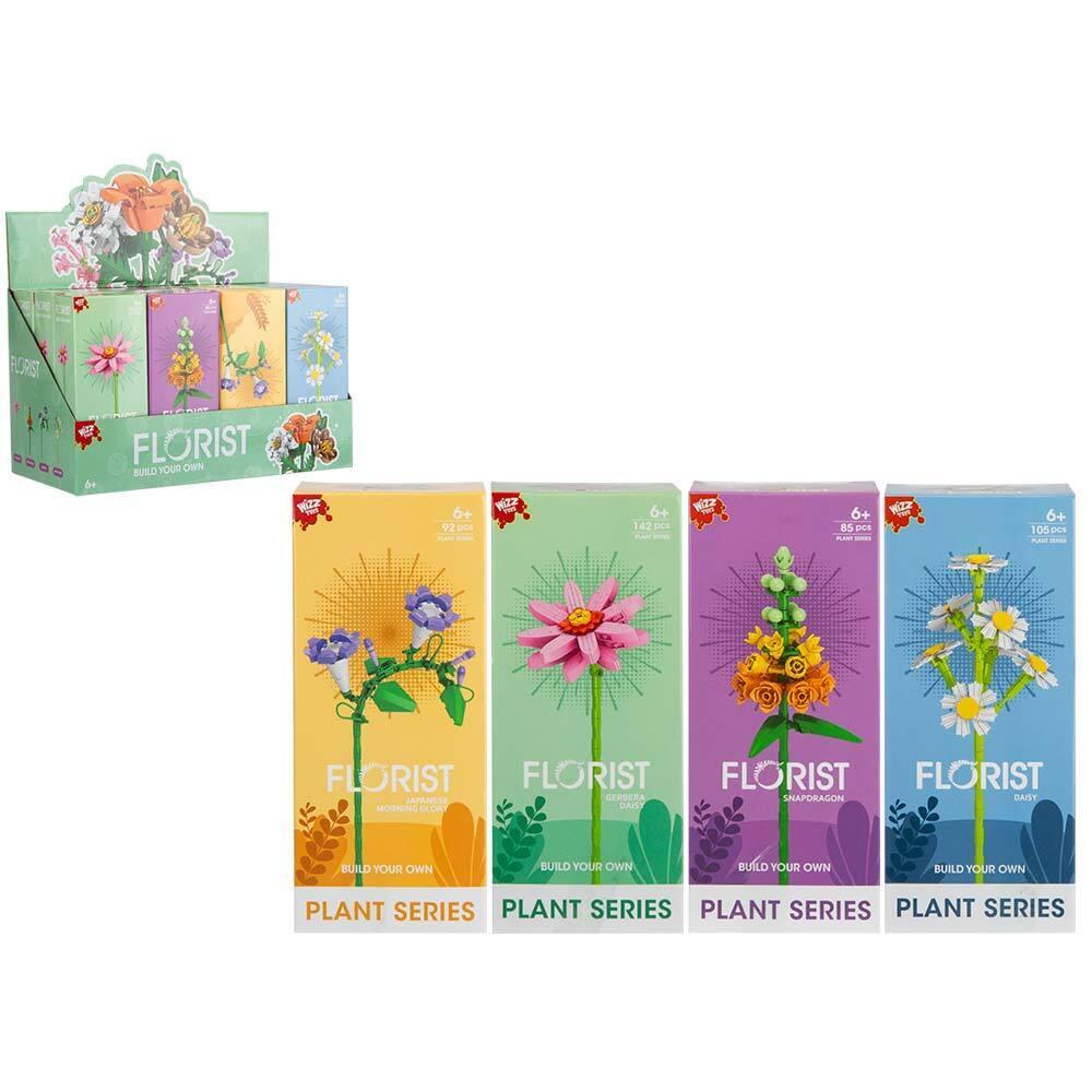 Display mit 12 Stk.: Flower Building Blocks, Serie 2, 4-fach sort., 16 cm