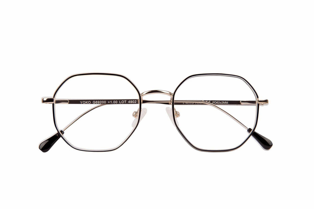 Lesebrille YOKO, schwarz-gold, +1.00 dpt mit Etui