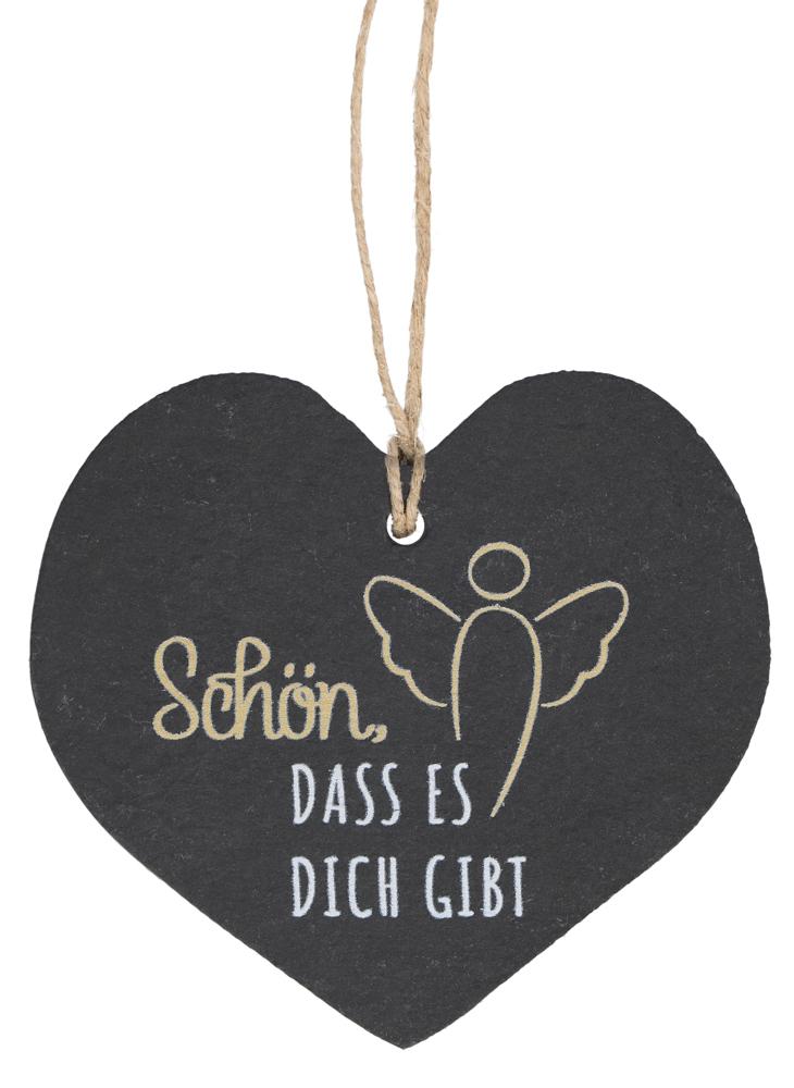 Herzanhänger aus Schiefer - Schön, dass es dich gibt