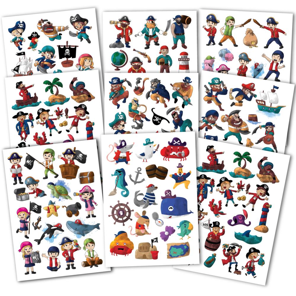 150 hautfreundliche Kindertattoos - Thema: Piratenabenteuer