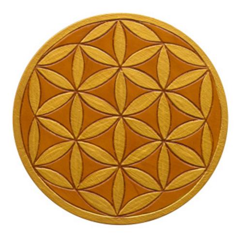 Wandornament \"Saat des Lebens\" MDF braun/gold bemalt, 20 cm