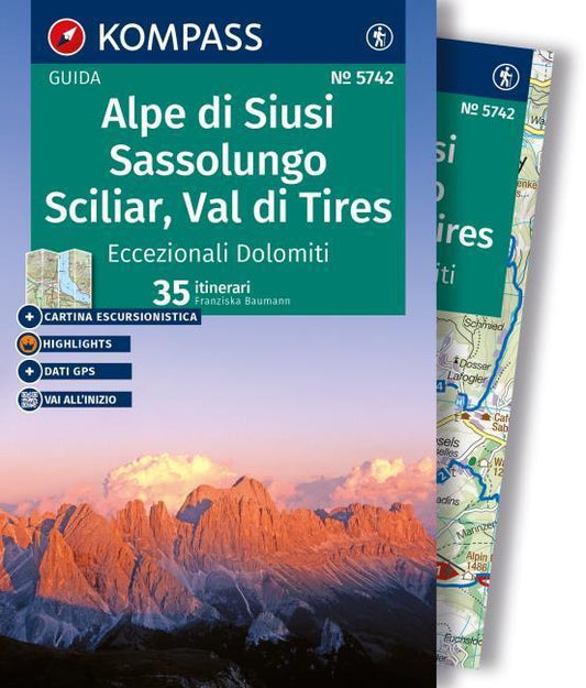 KOMPASS guida escursionistica Alpe di Siusi, Sassolungo, Sciliar, Val di Tires, 35 itinerari
