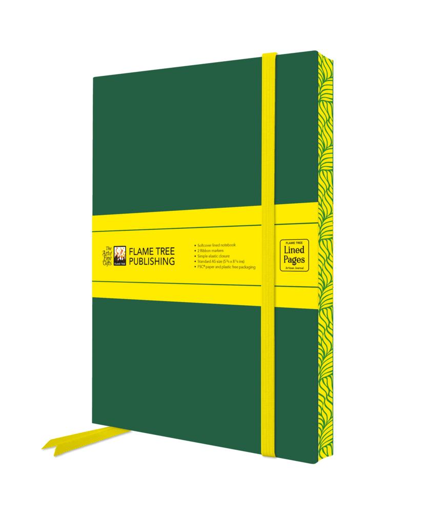 Racing Green & Neon Yellow Artisan Paperback Notebook