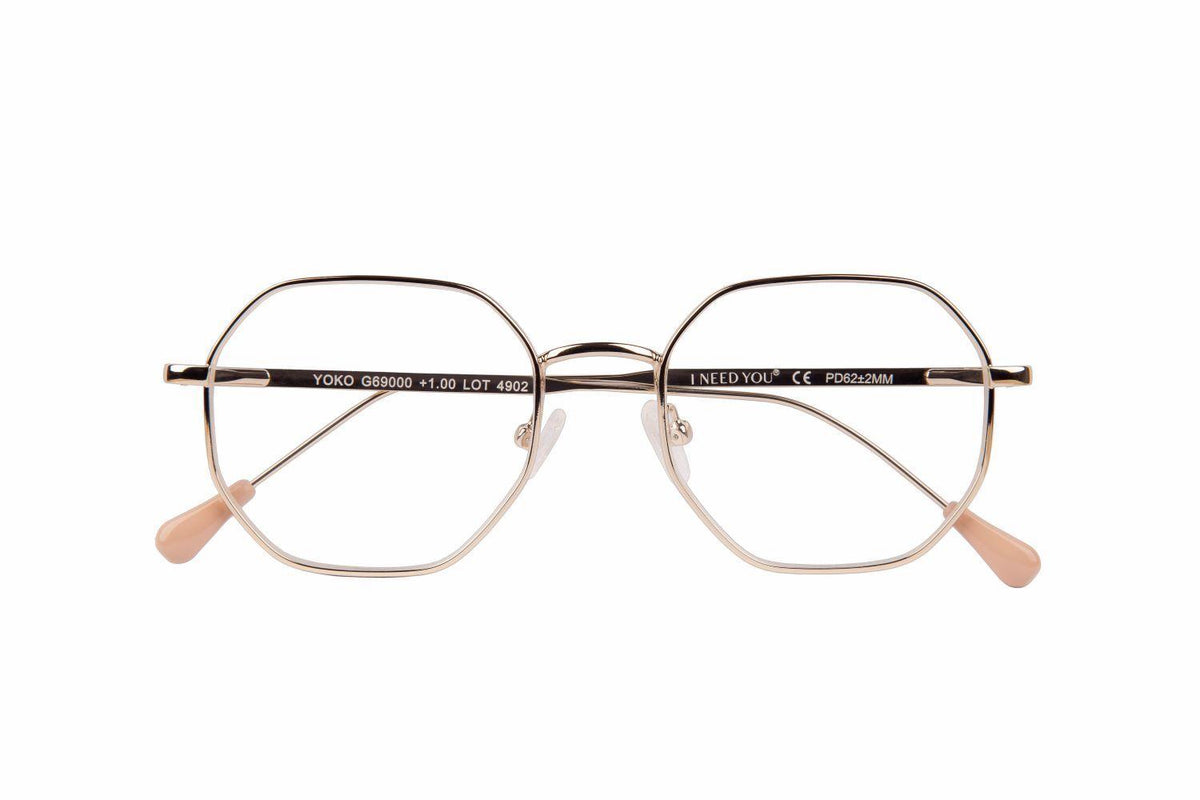 Lesebrille YOKO, gold, +1.50 dpt mit Etui