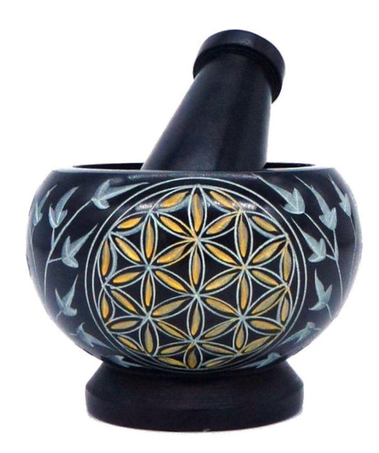 Mörser \"Blume des Lebens\" gold