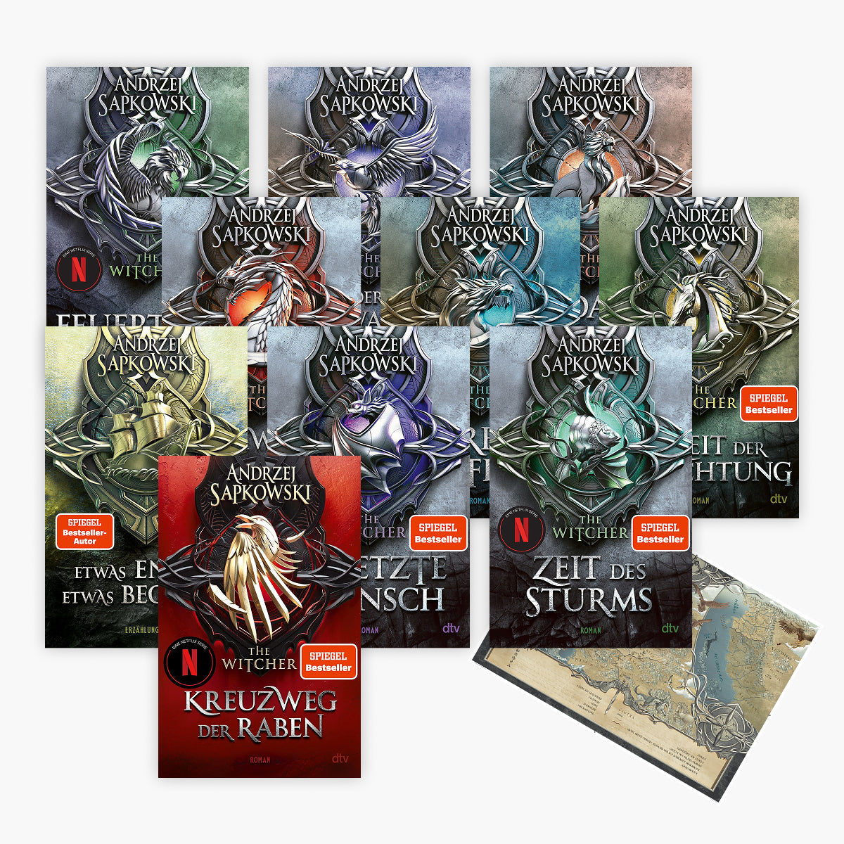 Die große Hexer-Saga von Andrzej-Sapkowski - Komplettset Band 1-10 bei Buchserien.de mit exklusiver Landkarte