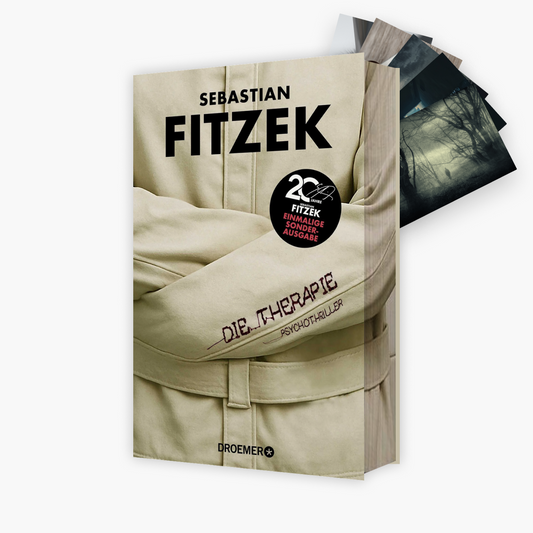 Das Buch die Therapie von Sebastian Fitzek als Sonderedition im Farbschnitt mit exklusivem Postkartenset bei Buchserien.de