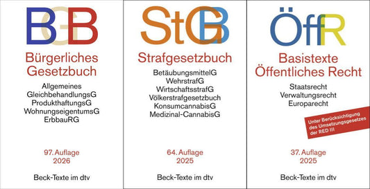 BGB / StGB / ÖffR in der je aktuellen Auflage im Set + exklusive Sticky Notes