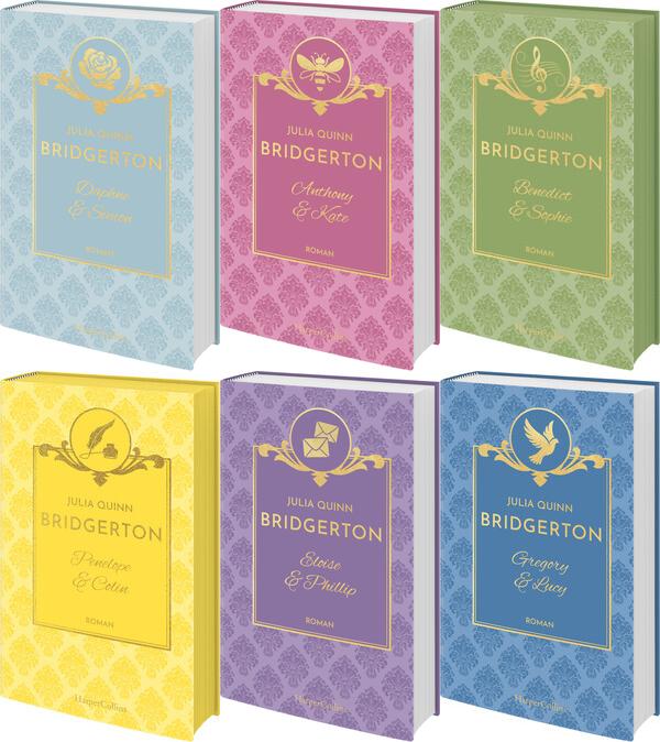 Die Bridgerton-Reihe in Schmuckausgabe in 6 Bänden plus 1 exklusives Postkartenset