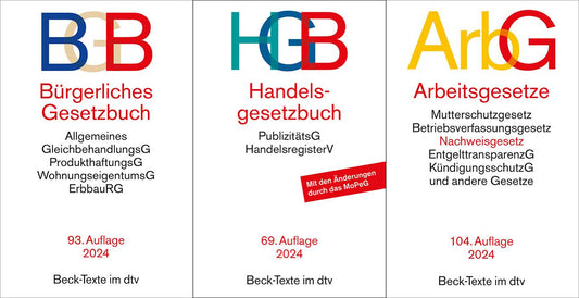 BGB + HGB + ArbG in der je aktuellen Auflagen im Set