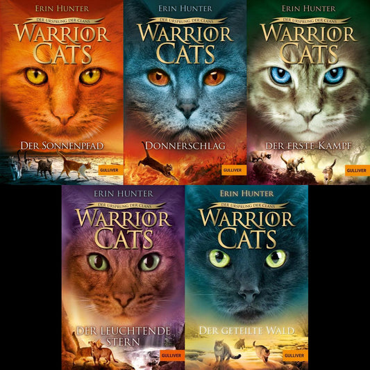 Warrior Cats Staffel V Band 1-5 plus 1 exklusives Postkartenset