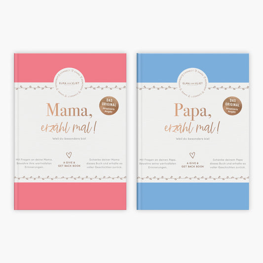 Mama Erzaehl mal und Papa erzaehl mal von Elma van Vliet - Erinnerungsalben "Erzähl mal!" - das Original bei buchserien.de mit exklusivem Postkartenset