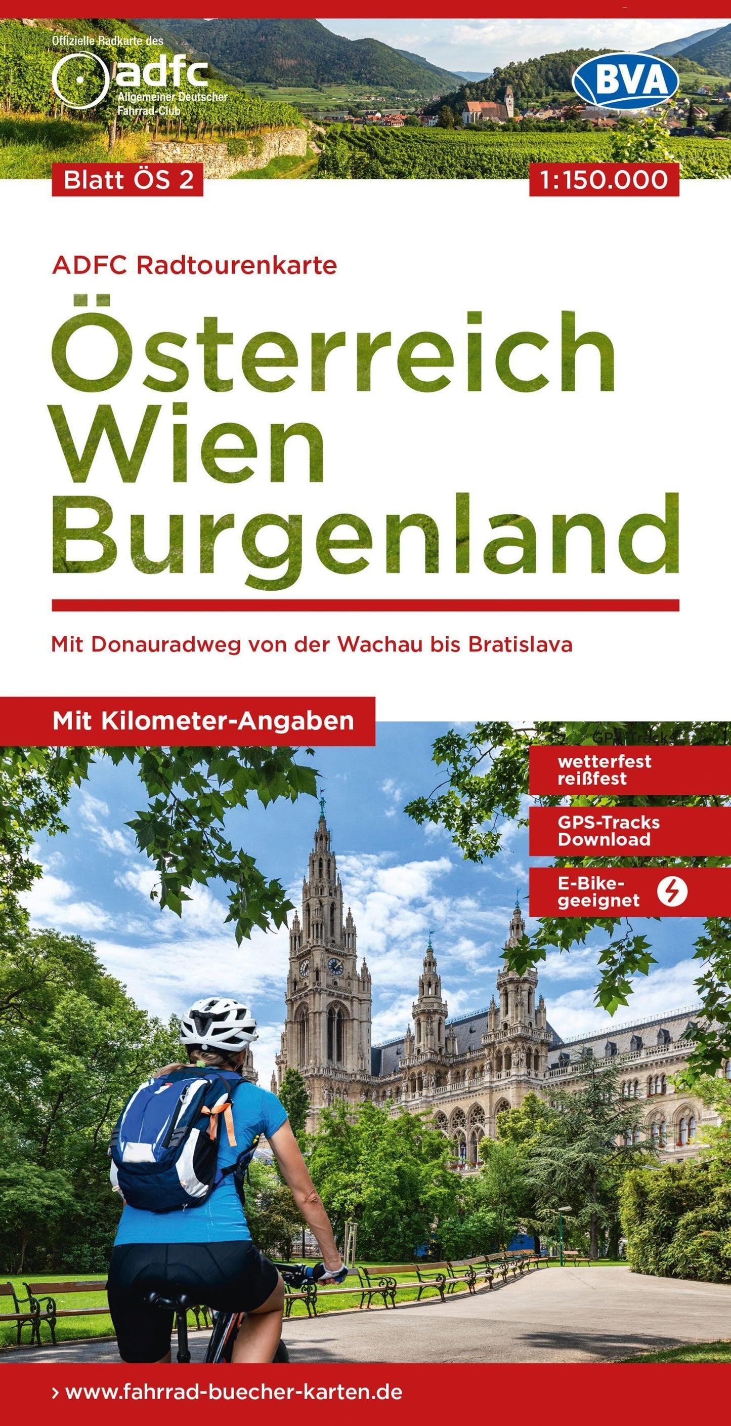 BVA ADFC Radtourenkarte Österreich Wien Burgenland 1:150.000