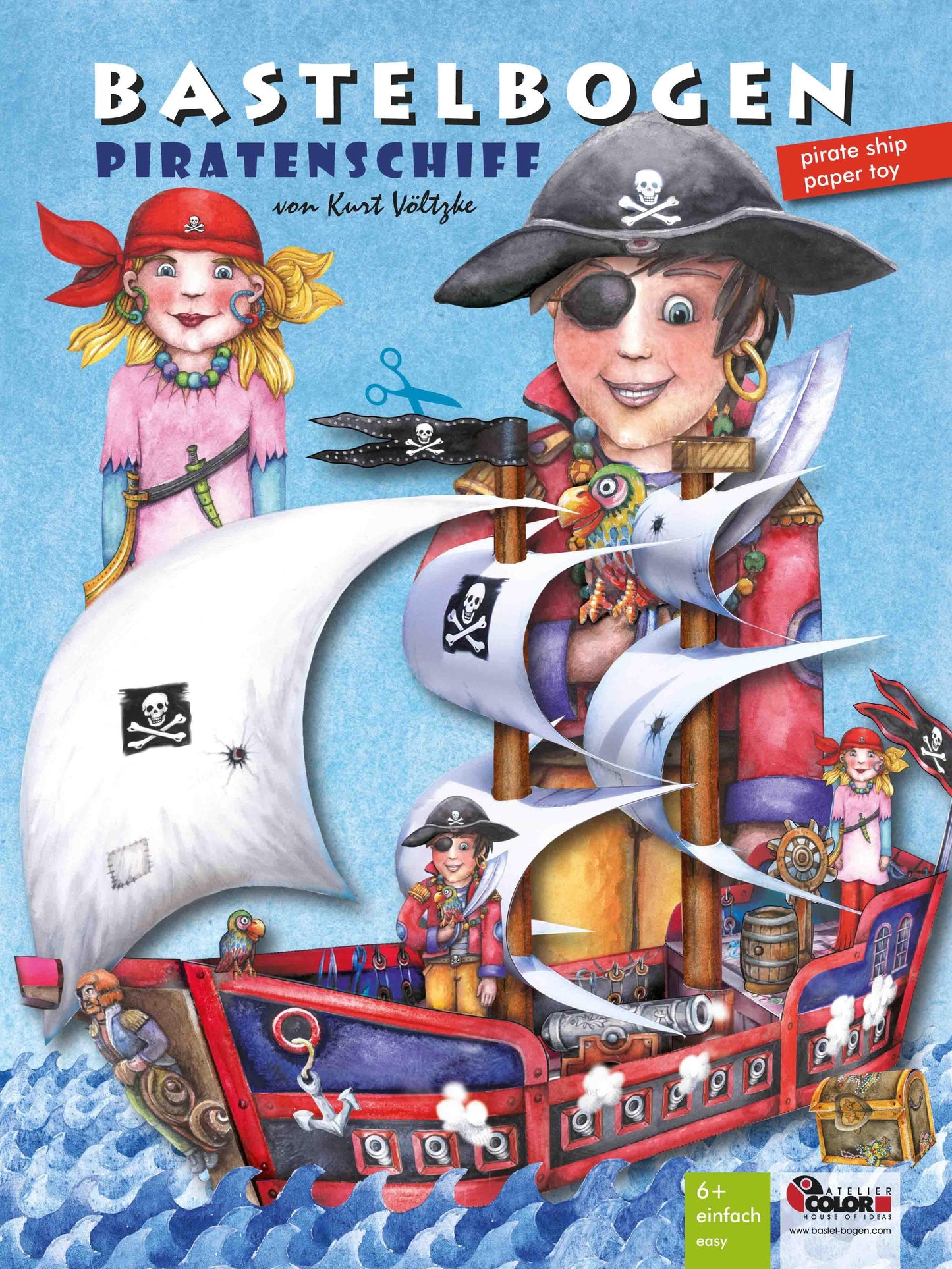 Piratenschiff basteln Bastelbogen Ausschneidebogen für Kinder ab 6+