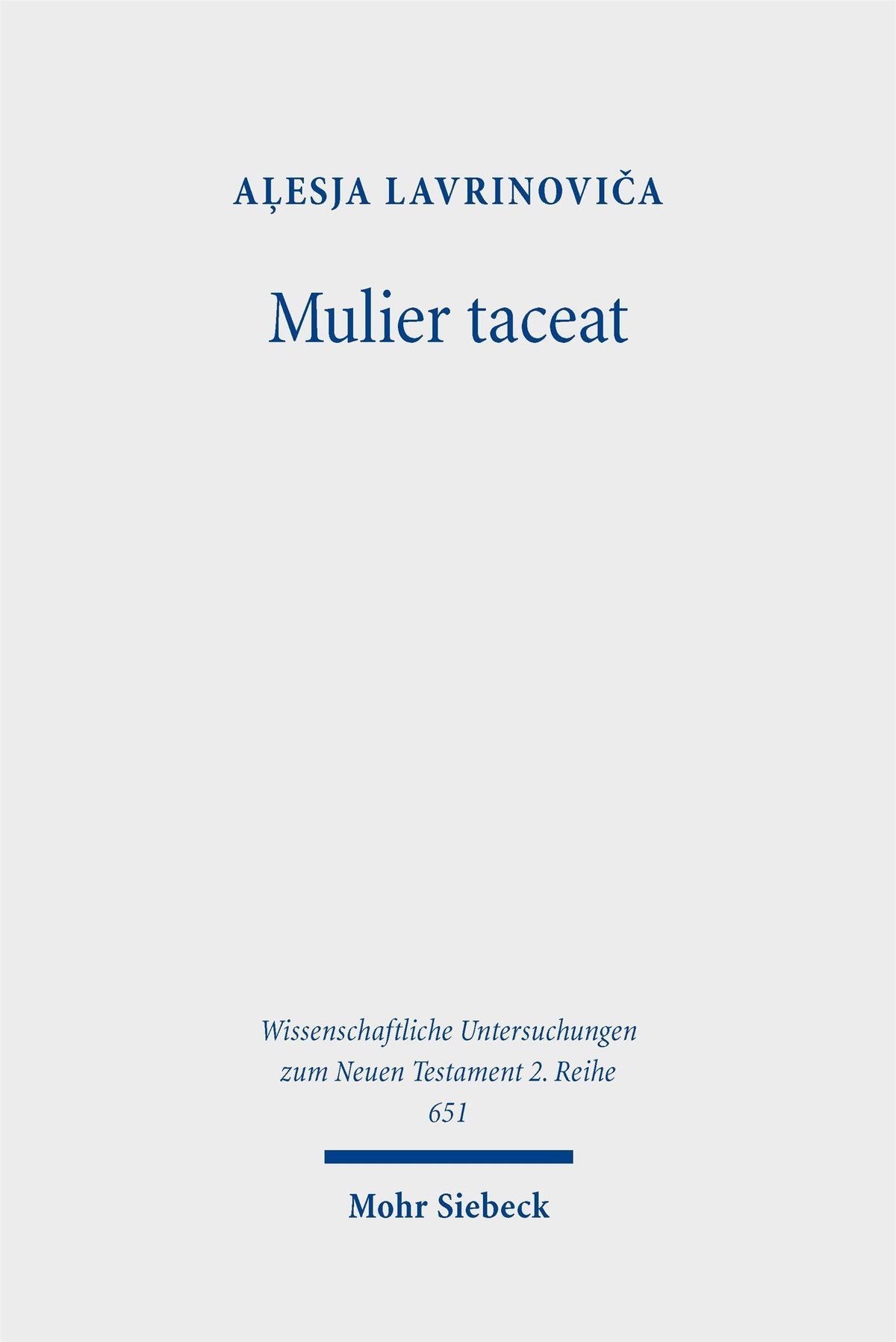 Buchcover: Mulier taceat